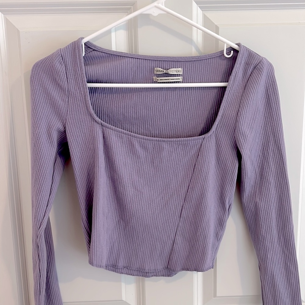Urban Outfitters purple ribbed long sleeve top